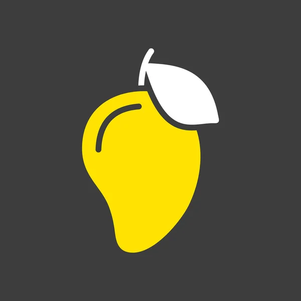 Glyphe Vecteur Fruits Tropicaux Mangue Sur Fond Sombre Icône Symbole — Image vectorielle