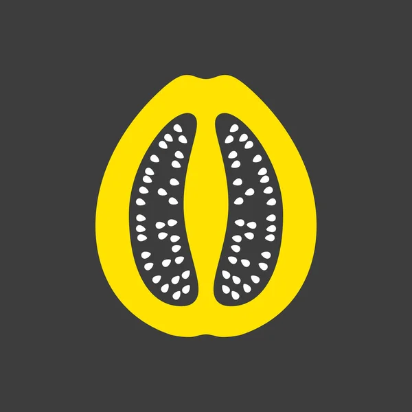 Guava Tropiska Frukt Vektor Glyf Mörk Bakgrund Ikon Grafisk Symbol — Stock vektor