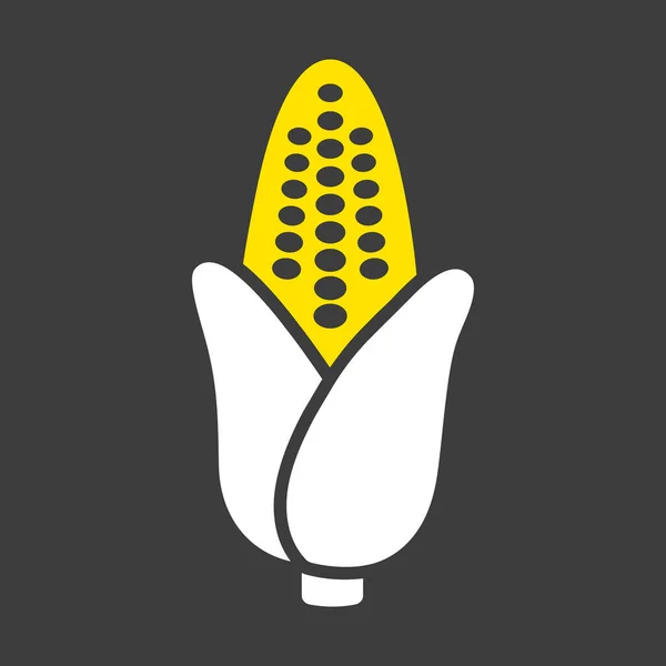 在黑暗背景图标上的Corncob隔离向量字形 蔬菜标志 食品和饮料网站 应用程序设计 移动应用程序和印刷媒体 用户界面的图形符号 — 图库矢量图片