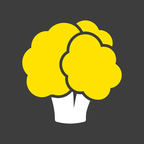 花椰菜隔离向量字形在黑暗背景图标上 蔬菜标志 食品和饮料网站 应用程序设计 移动应用程序和印刷媒体 用户界面的图形符号 — 图库矢量图片