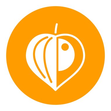 Physalis dutları izole edilmiş tasarım vektörü sembolü. Gıda ve içecek web sitesi için grafik sembolü, uygulama tasarımı, mobil uygulamalar ve yazdırma ortamı, logo, UI