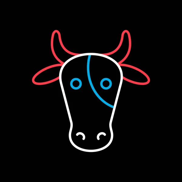 Krowa Odizolowana Ciemnym Tle Ikony Głowa Zwierzęcia Znak Gospodarstwa Symbol — Wektor stockowy