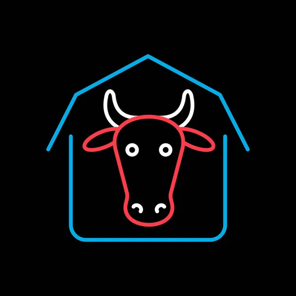 Cowshed Odizolowany Ciemnym Tle Ikony Znak Zwierząt Gospodarskich Symbol Graficzny — Wektor stockowy