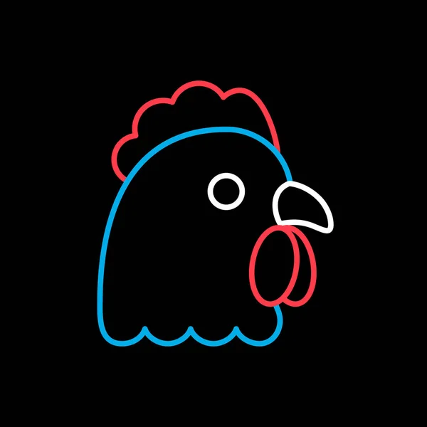 Κοτόπουλο Απομονωμένο Σκούρο Φόντο Εικονίδιο Κεφάλι Ζώου Σημάδι Φάρμας Σύμβολο — Διανυσματικό Αρχείο
