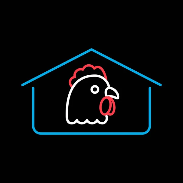 Chicken House Isolated Dark Background Icon Farm Animal Sign Graph — Stock Vector