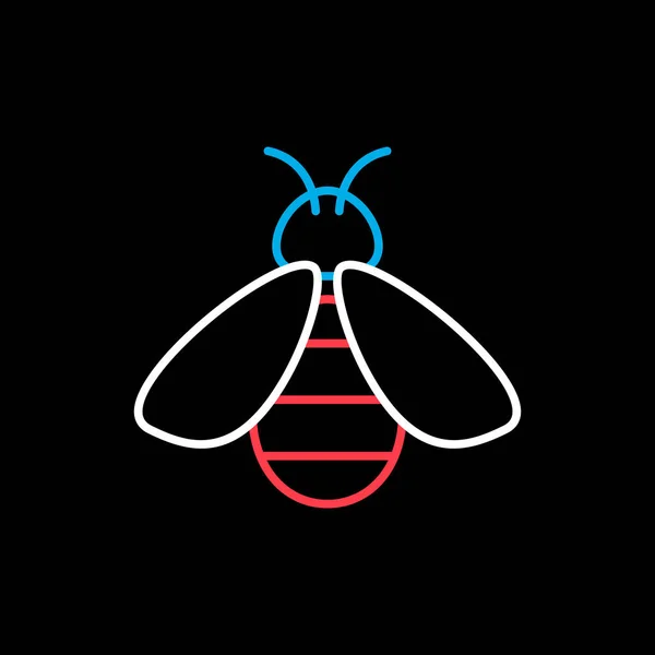 ミツバチは暗い背景のアイコンに隔離されています 動物園の看板 ウェブサイトのデザイン アプリ Uiのグラフシンボル ベクターイラスト — ストックベクタ
