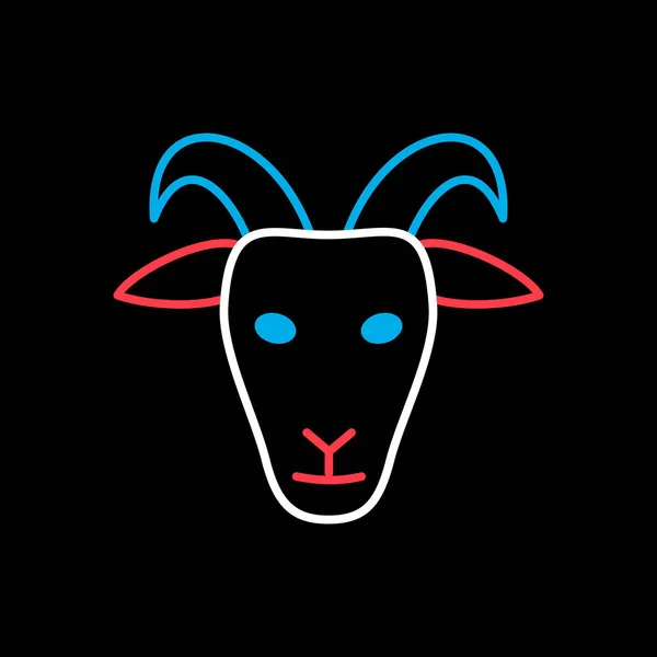 Goat Isolated Dark Background Icon Animal Head Farm Sign Graph — Stock Vector