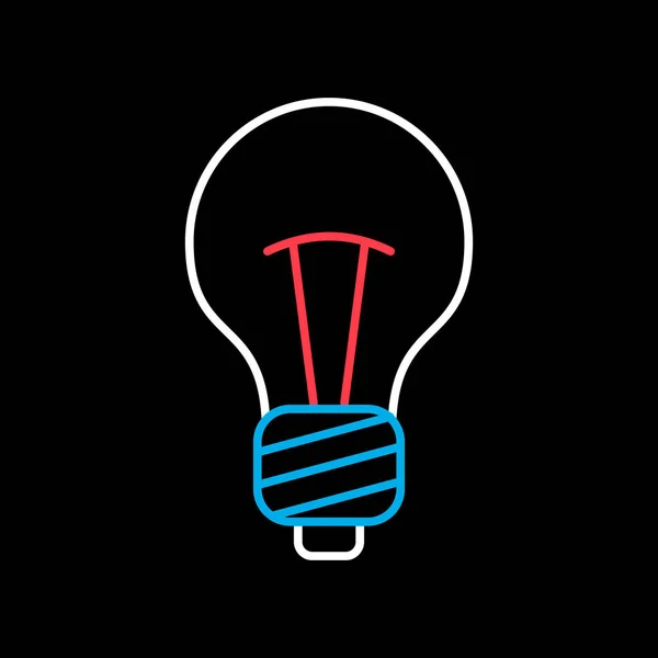 在黑暗背景图标向量上的灯泡线 想法的标志 解决方案 思考的概念 照明电灯 — 图库矢量图片