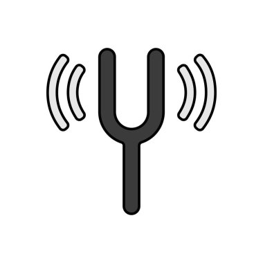 Çatal rengi vektör düz gri tonlama simgesi ayarlanıyor. Müzik işareti. Müzik ve ses web sitesi için grafik sembolü ve uygulama tasarımı, logo, uygulama, UI