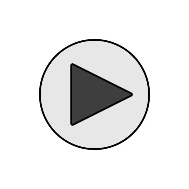 Düğme renk vektörü düz gri tonlama simgesini oynat. Müzik ve ses web sitesi için grafik sembolü ve uygulama tasarımı, logo, uygulama, UI