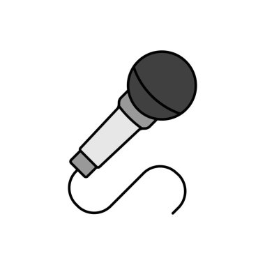Mikrofon renk vektörü gri ölçekli simge. Müzik işareti. Müzik ve ses web sitesi için grafik sembolü ve uygulama tasarımı, logo, uygulama, UI