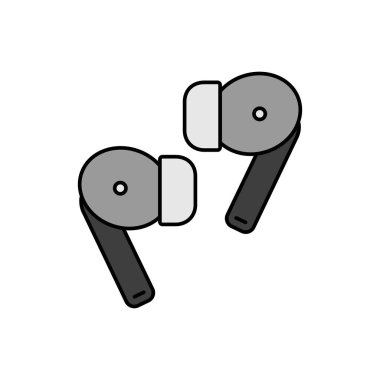 Bir çift kablosuz kulaklık. Renkli vektör gri tonlama simgesi. Müzik ve ses web sitesi için grafik sembolü ve uygulama tasarımı, logo, uygulama, UI