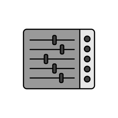 Konsol renk vektörü gri ölçekli simge karıştırılıyor. Müzik ve ses web sitesi için grafik sembolü ve uygulama tasarımı, logo, uygulama, UI