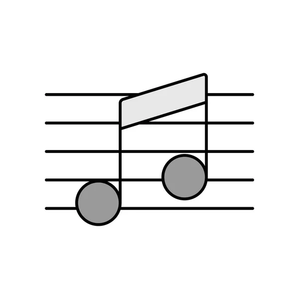 Notensystem Und Noten Farbvektor Graustufensymbol Melodie Klassische Musik Sounddesign Grafik — Stockvektor