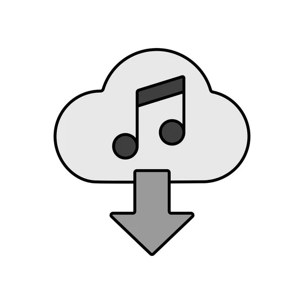Cloud Télécharger Icône Musique Vecteur Couleur Icône Échelle Gris Panneau — Image vectorielle