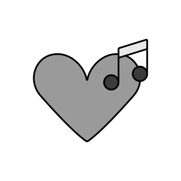 就像音乐色彩灰度图标 音乐音符图标 带有心征的音乐图标 音乐音符图标和最喜欢的 关怀符号 — 图库矢量图片
