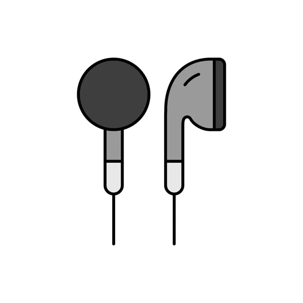 Ear Bud 헤드폰 그레이 스케일 아이콘 사운드 사이트 디자인 그래프 — 스톡 벡터