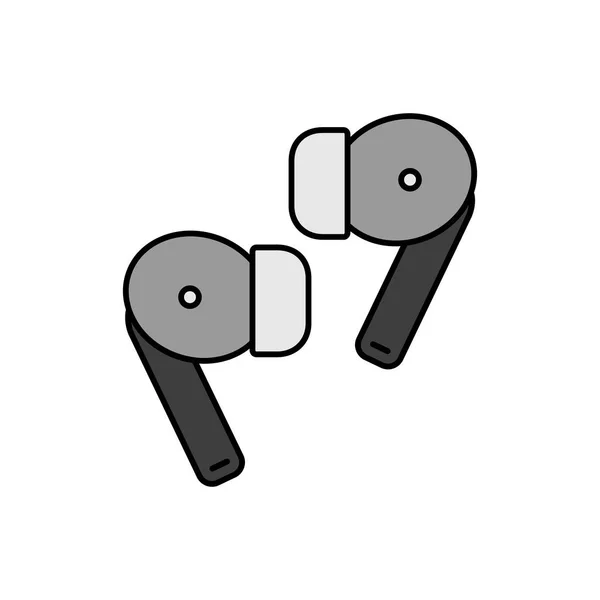 Paire Écouteurs Sans Fil Casque Vecteur Couleur Échelle Gris Icône — Image vectorielle