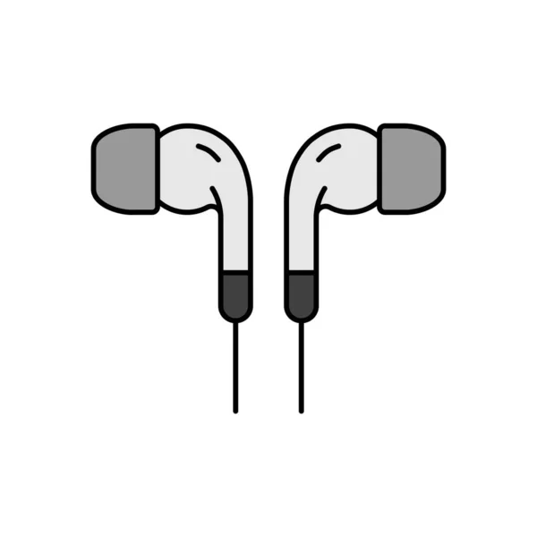 Earbuds Headphone Color Vector Grayscale Icon Music Sign Graph Symbol — Stock Vector