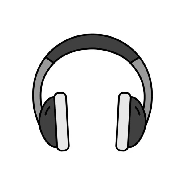 Headphones Vetor Ícone Escala Cinza Sinal Música Símbolo Gráfico Para — Vetor de Stock