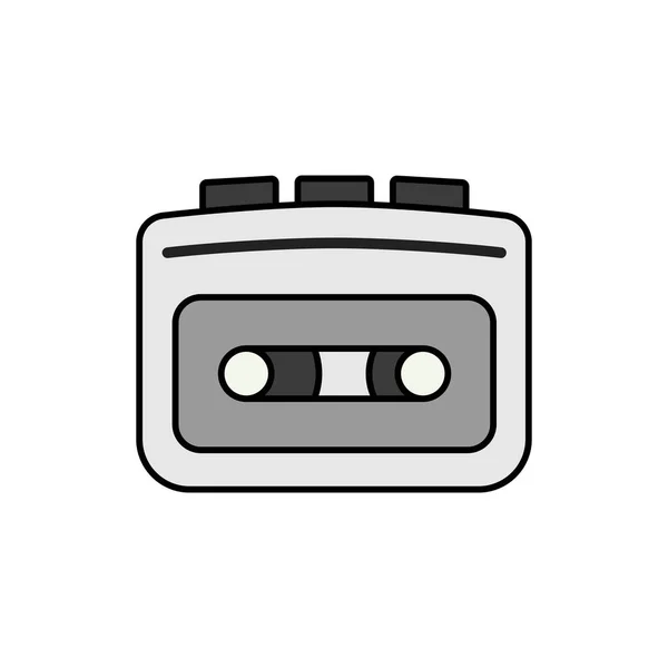 Cassette Jugador Vector Escala Grises Icono Signo Musical Símbolo Gráfico — Archivo Imágenes Vectoriales