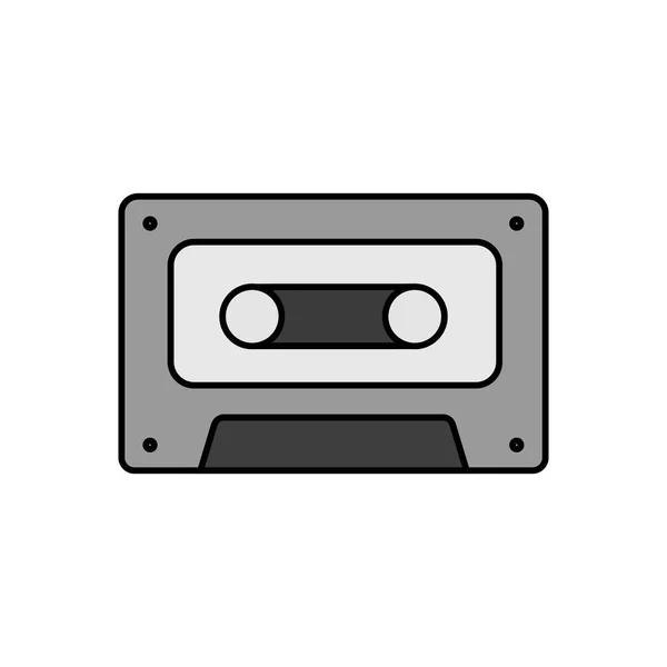 오디오 카세트 테이프 그레이 스케일 아이콘 사운드 사이트 디자인 그래프 — 스톡 벡터