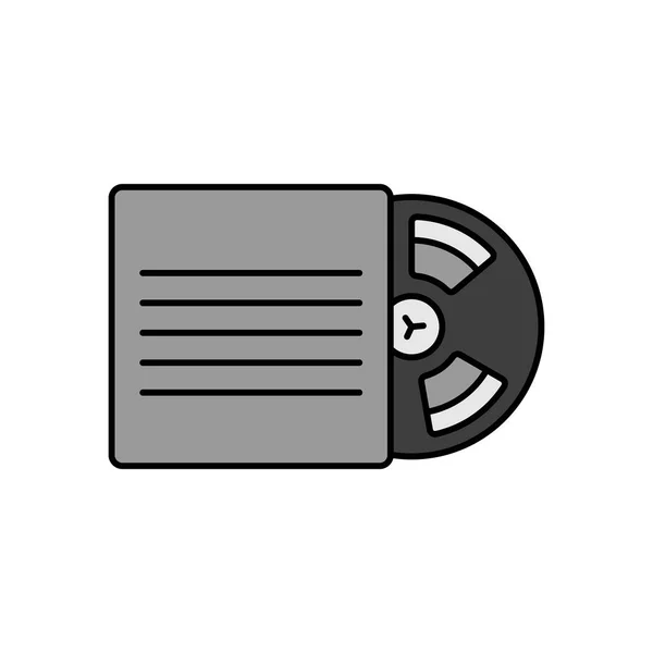 Magneetband Haspel Retro Muziek Tape Opslag Kleur Vector Grijs Pictogram — Stockvector