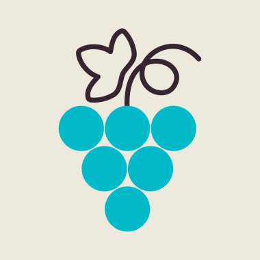 Bunch of grapes with leaf vector icon. Graph symbol for food and drinks web site, apps design, mobile apps and print media, logo, UI