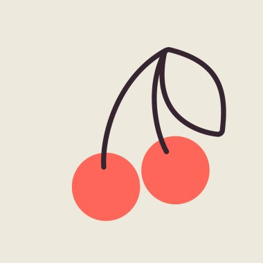 Cherry vector icon. Graph symbol for food and drinks web site, apps design, mobile apps and print media, logo, UI