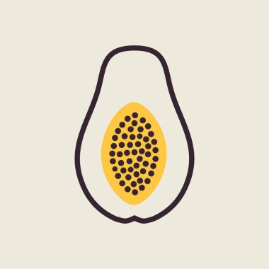 Papaya tropical fruit vector icon. Graph symbol for food and drinks web site, apps design, mobile apps and print media, logo, UI