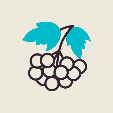 Rowan branch with berries and leaf vector icon. Graph symbol for food and drinks web site, apps design, mobile apps and print media, logo, UI