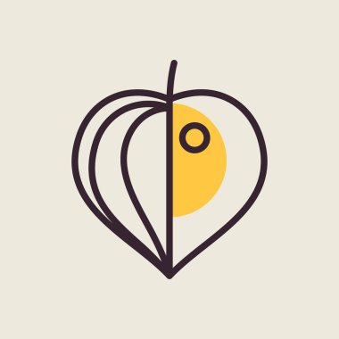 Physalis dutları izole edilmiş tasarım vektör simgesi. Gıda ve içecek web sitesi için grafik sembolü, uygulama tasarımı, mobil uygulamalar ve yazdırma ortamı, logo, UI