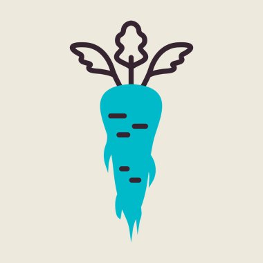 Maydanoz kökü izole vektör ikonu. Sebze işareti. Gıda ve içecek web sitesi için grafik sembolü, uygulama tasarımı, mobil uygulamalar ve yazdırma ortamı, logo, UI