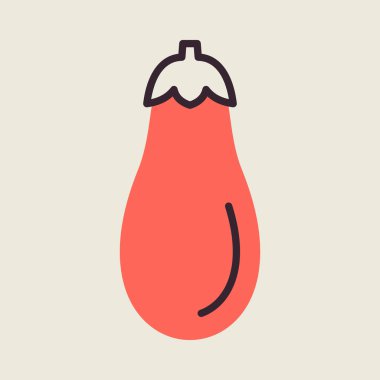 Patlıcan izole vektör simgesi. Sebze işareti. Gıda ve içecek web sitesi için grafik sembolü, uygulama tasarımı, mobil uygulamalar ve yazdırma ortamı, logo, UI