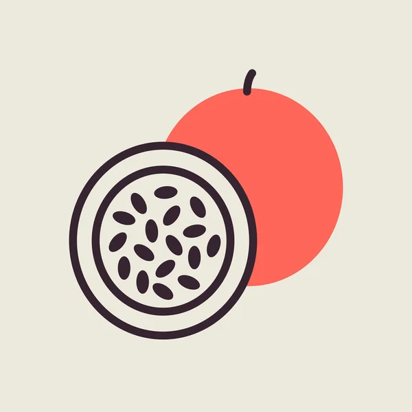 Passion Fruit Maracuya Vector Icon Graph Symbol Food Drinks Web — Vector de stock