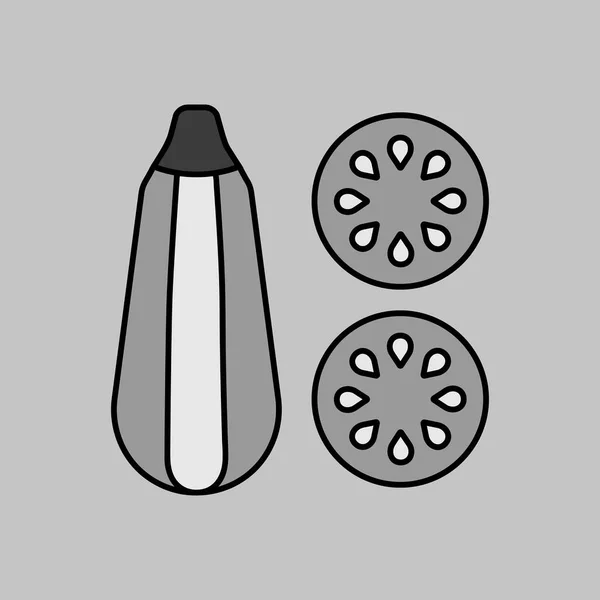 Значок Вектора Кабачков Серого Цвета Гриль Барбекю Знак Барбекю Овощи — стоковый вектор