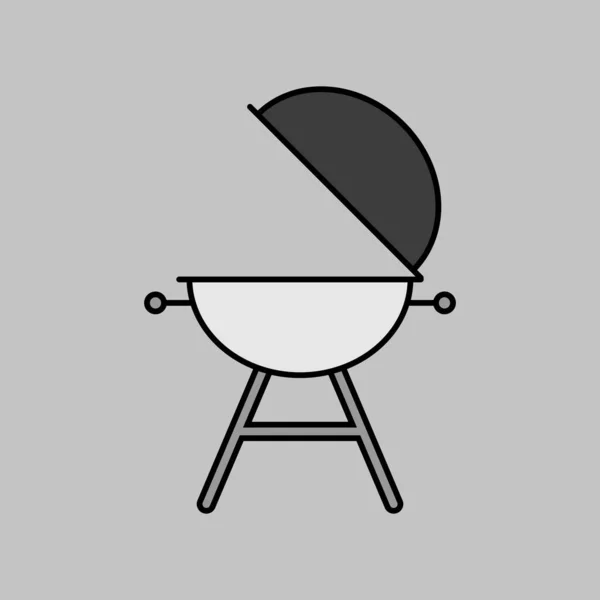 Izgara Izgara Izgara Vektörü Gri Ölçekli Ikon Yemek Pişirme Web — Stok Vektör