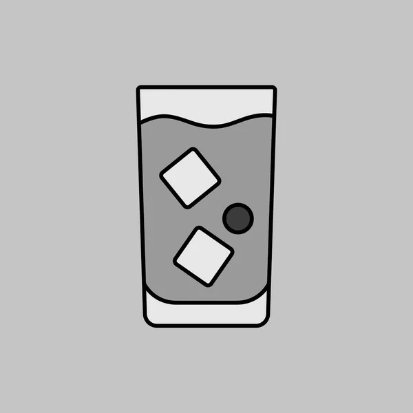 Glas Vatten Med Vektor Gråskala Ikon Diagram Symbol För Matlagning — Stock vektor