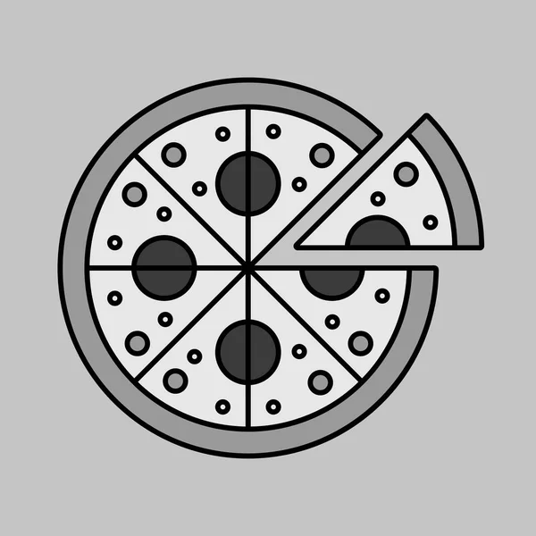 Pizza Vektor Graustufensymbol Fast Food Schild Grafiksymbol Zum Kochen Von — Stockvektor