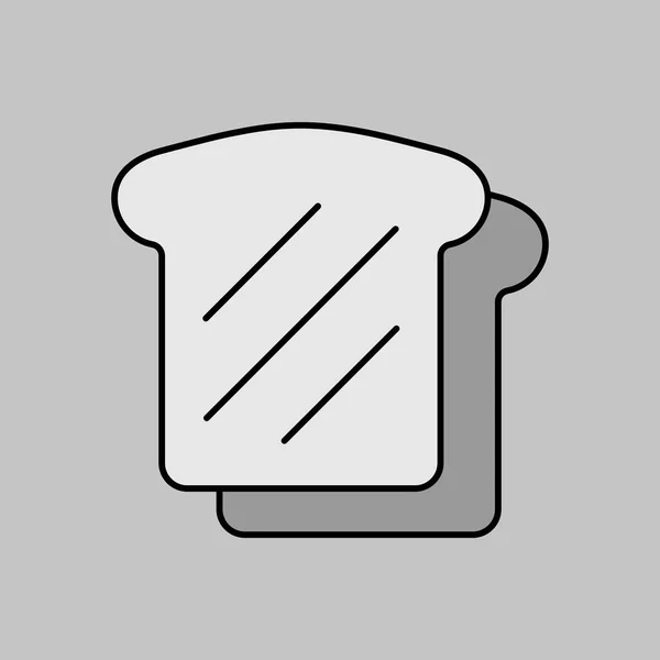 Brood Toast Vector Grijs Pictogram Fastfood Bord Grafiek Symbool Voor — Stockvector
