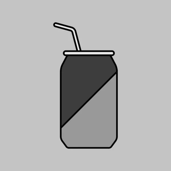Soda Burkar Vektor Gråskala Ikon Snabbmatsskylt Diagram Symbol För Matlagning — Stock vektor