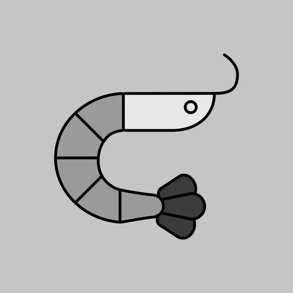 Räkor Vektor Skaldjur Gråskala Ikon Snabbmatsskylt Diagram Symbol För Matlagning — Stock vektor