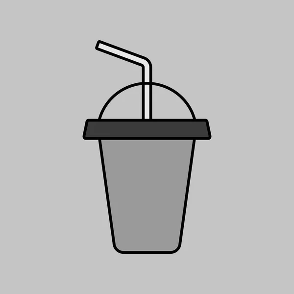 Soft Drink Vektor Graustufensymbol Fast Food Schild Grafiksymbol Zum Kochen — Stockvektor