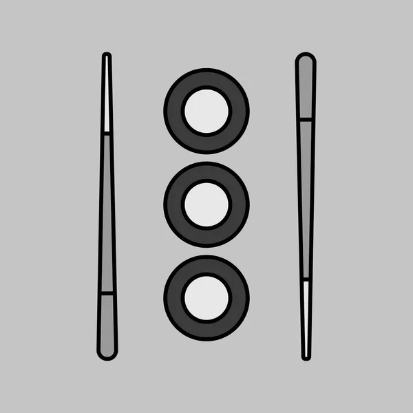 Суші Рол Паличками Векторна Сіра Піктограма Знак Фаст Фуду Символ — стоковий вектор