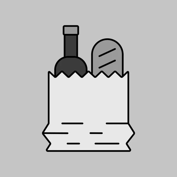 Паперовий Мішок Їжею Векторна Сіра Піктограма Знак Доставки Символ Графіку — стоковий вектор