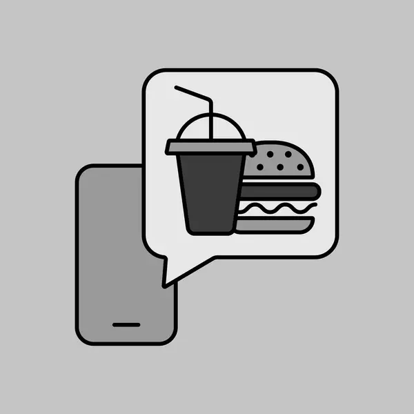 Service Livraison Restauration Rapide Vecteur Échelle Gris Icône Burger Avec — Image vectorielle