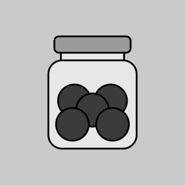 Kurabiye kavanozu gri tonlama ikonu. Mutfak aletleri. Yemek pişirme web sitesi tasarımı, logo, uygulama, UI için grafik sembolü