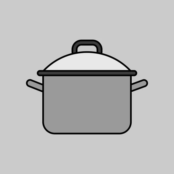 ソーパンベクトルグレースケールアイコン 鍋や鍋の看板を調理 ウェブサイトのデザイン アプリ Uiを調理するためのグラフシンボル — ストックベクタ
