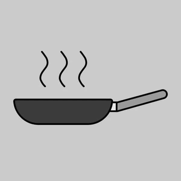Tava Vektörü Gri Tonlama Simgesi Kızartılıyor Mutfak Aletleri Yemek Pişirme — Stok Vektör