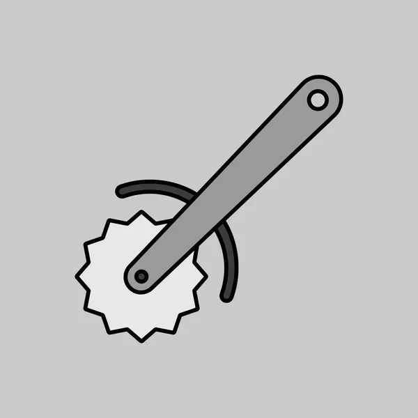 Значок Векторного Серого Ножа Пиццы Кухонный Прибор Графический Символ Приготовления — стоковый вектор